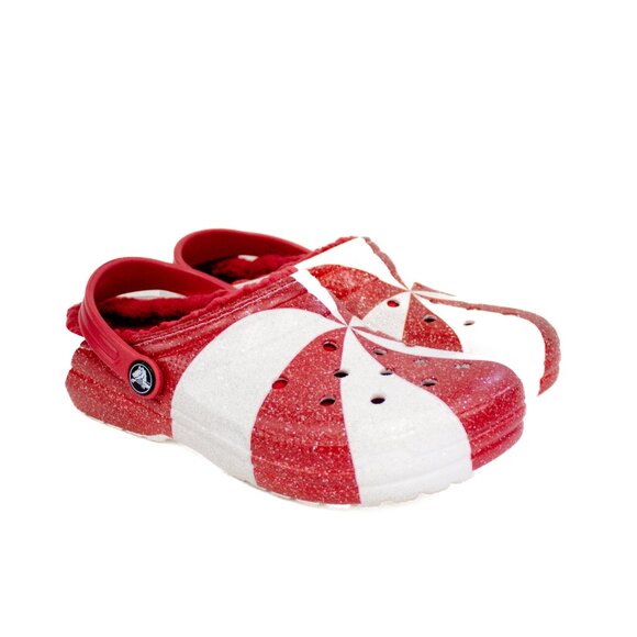 Crocs Kids Classic Holiday Lined Clogs Candy Cane Size Juniors 4 - Picture 2 of 9